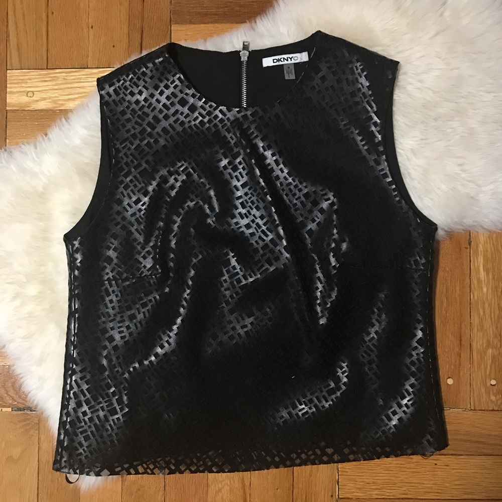 Black DKNYC Faux Leather Tank Top (NWOT)